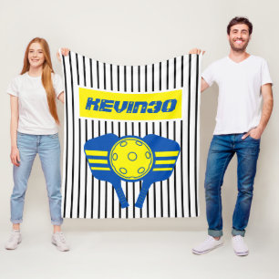 Personalised gift Pickleball player number Blue Fleece Blanket
