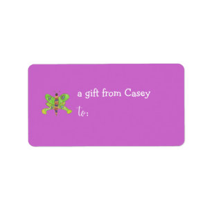 Personalised gift tag label -- butterfly theme