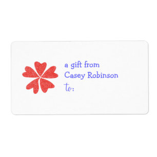 Personalised gift tag label -- floral design