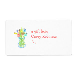 Personalised gift tag label -- floral theme