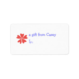 Personalised gift tag label -- flower theme