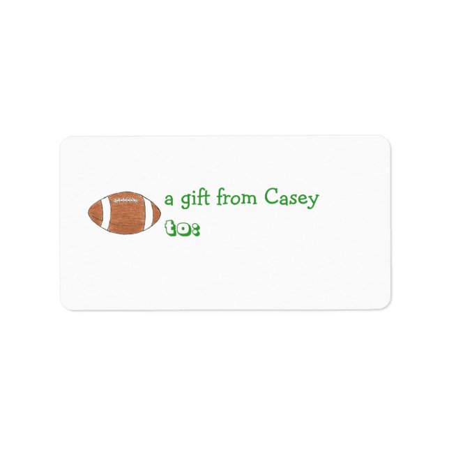 Personalised gift tag label -- football theme (Front)