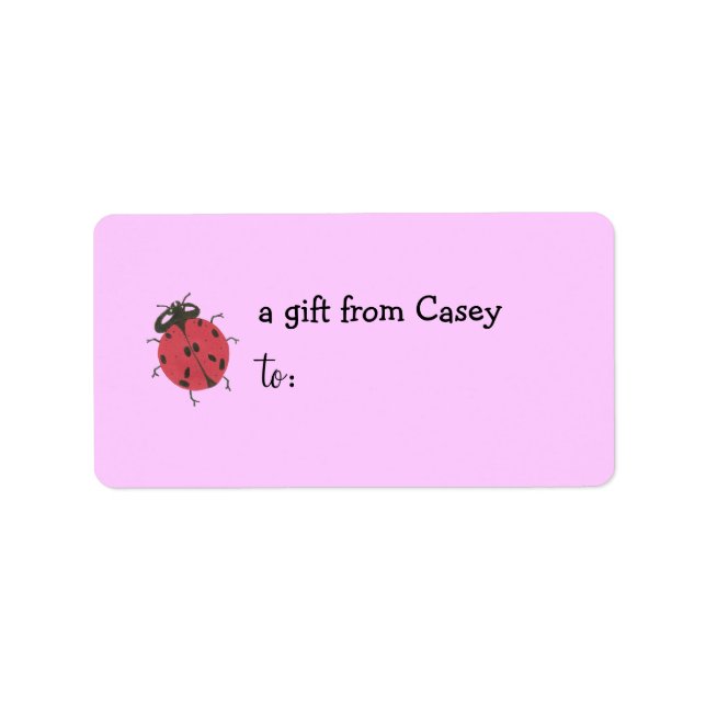 Personalised gift tag label -- ladybug theme (Front)