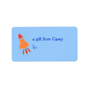 Personalised gift tag label -- rocket theme