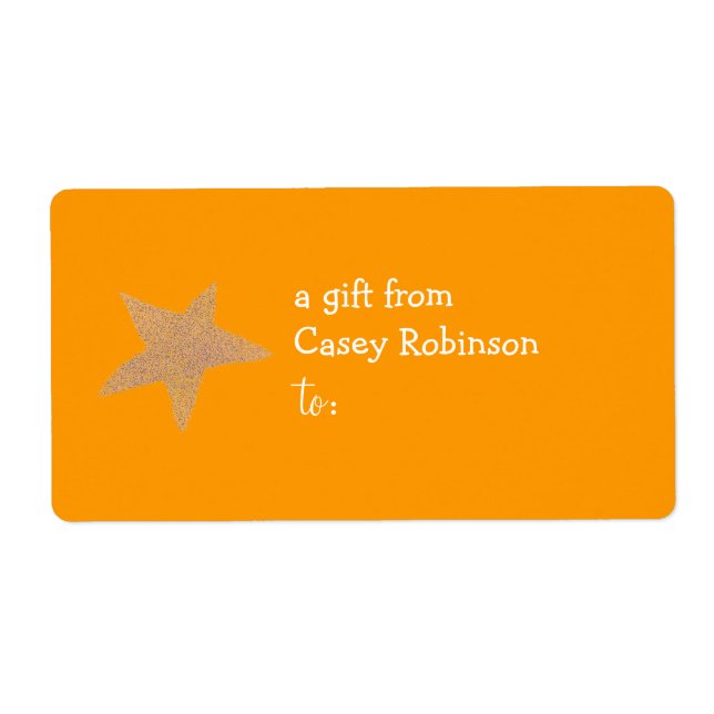 Personalised gift tag label -- star theme (Front)