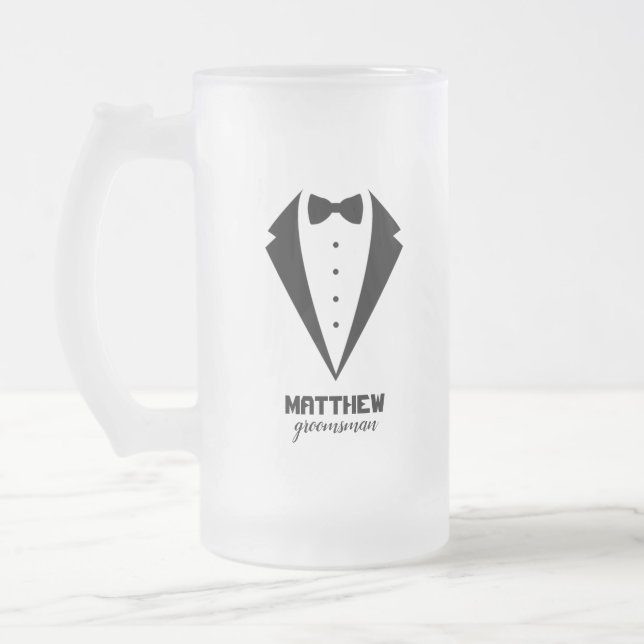 Personalised Gifts for Groomsmen Frosted Glass Beer Mug (Left)