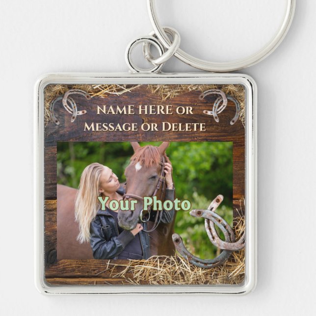 Personalised Gifts for Horse Lovers, Horseshoe Key Ring (Front)