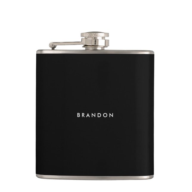 Personalised Gifts For Men Black Flask (Front)