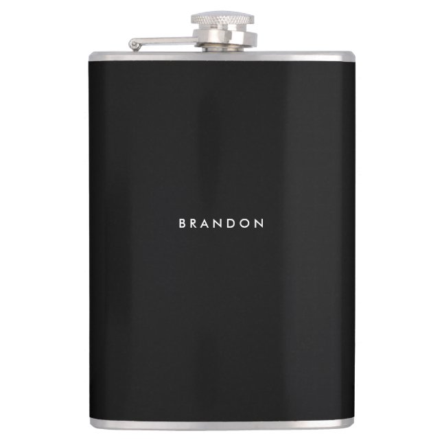 Personalised Gifts For Men Black Flask 8oz (Front)