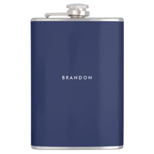 Personalised Gifts For Men Navy Blue Hip Flask 8oz