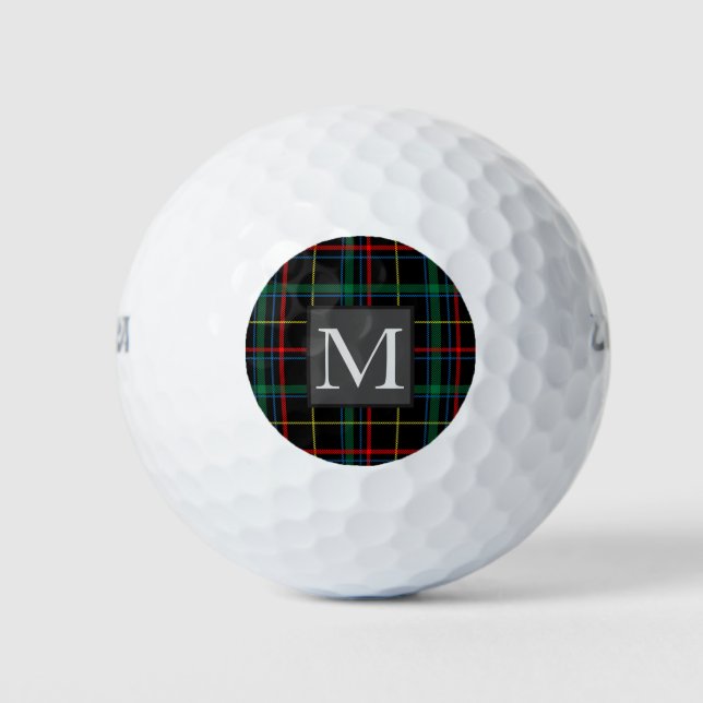 Personalised Gifts Golfer Tartan Monogram Golfing Golf Balls (Front)