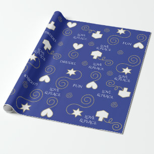 Personalised Giftwrap Dreidels & Hearts 2 Wrapping Paper