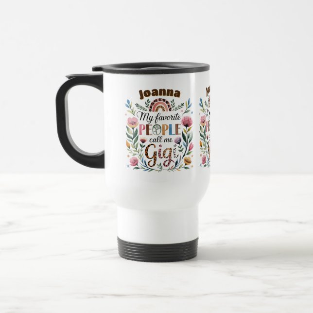 Personalised GIGI Mothers Day Birthday Christmas Travel Mug (Left)