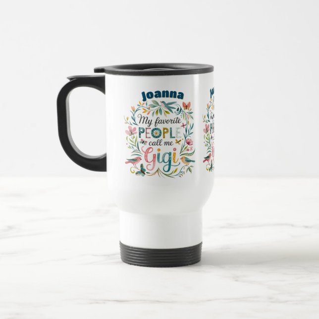 Personalised GIGI Mothers Day Birthday Christmas Travel Mug (Left)