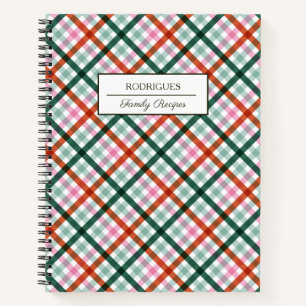 Personalised Gihgham Family Recipe Notebook