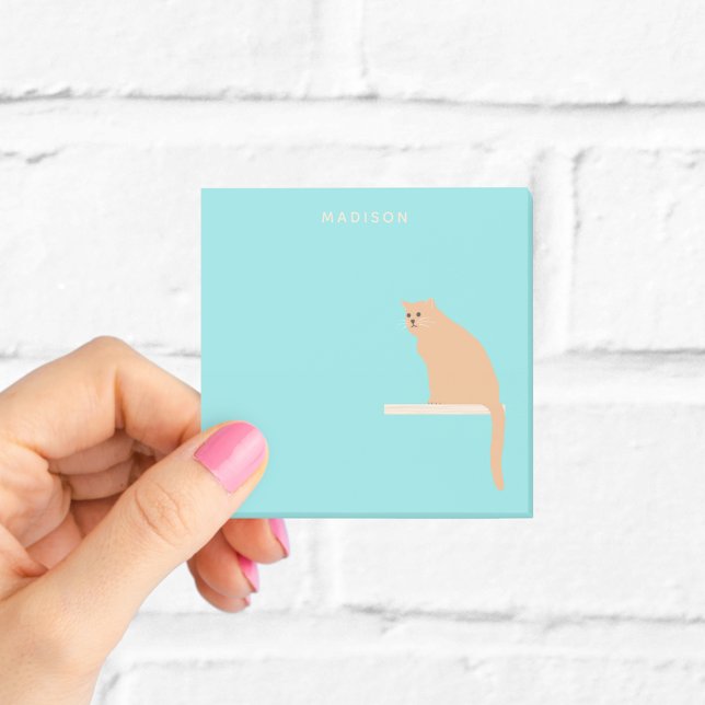 Personalised Ginger Cat Blue Sticky Notes (Creator Uploaded)