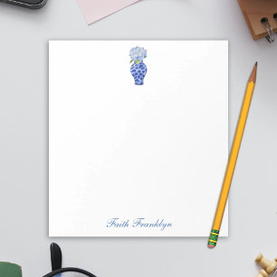 Personalised Ginger Jar Watercolor Hydrangea Notepad