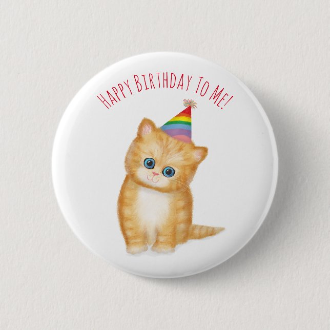 Personalised ginger kitten birthday badge (Front)