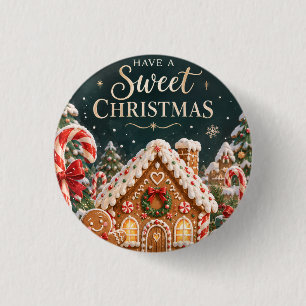 Personalised Gingerbread Christmas with Candy,cake 3 Cm Round Badge