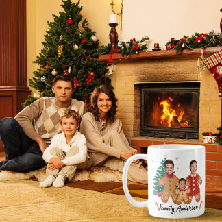 Personalised Gingerbread Family Face Photo Coffee Mug