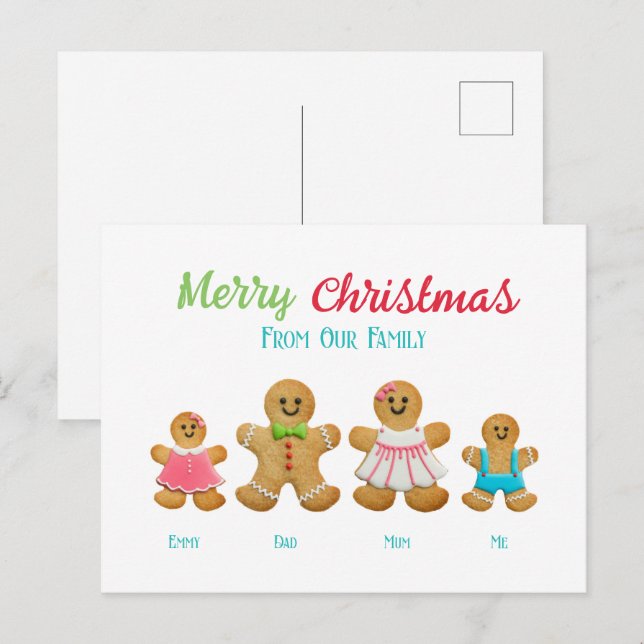 Personalised Gingerbread Family Greeting Card (Front/Back)