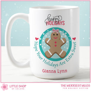 Personalised Gingerbread Girl Christmas Cookie Coffee Mug