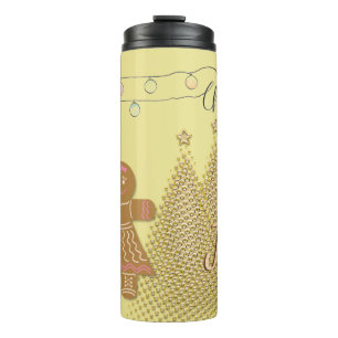 Personalised Gingerbread Girl Christmas Trees Thermal Tumbler