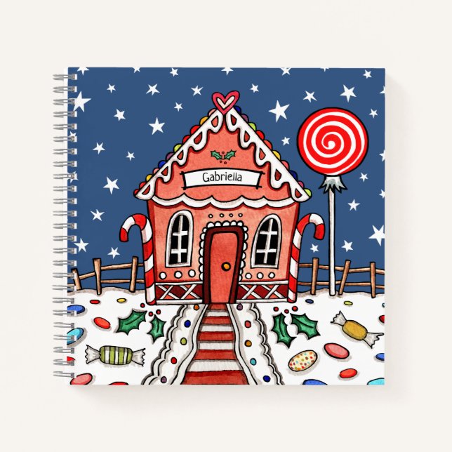 Personalised Gingerbread House Notebook (Front)