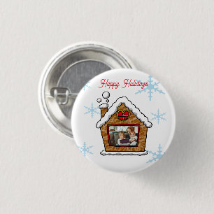 Personalised Gingerbread House Snowflakes Holidays 3 Cm Round Badge