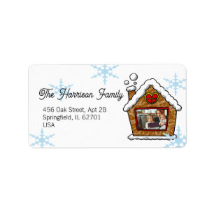 Personalised Gingerbread House Snowflakes Holidays Label