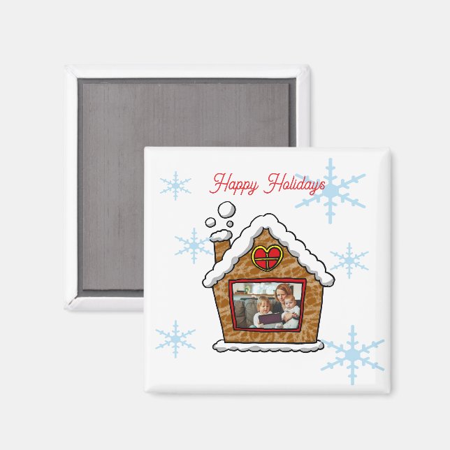 Personalised Gingerbread House Snowflakes Holidays Magnet (Front/Back)
