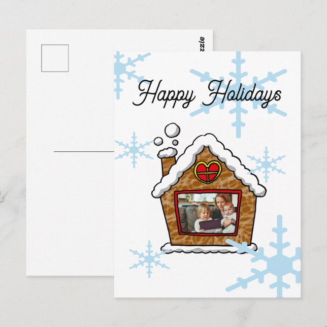 Personalised Gingerbread House Snowflakes Holidays Postcard (Front/Back)