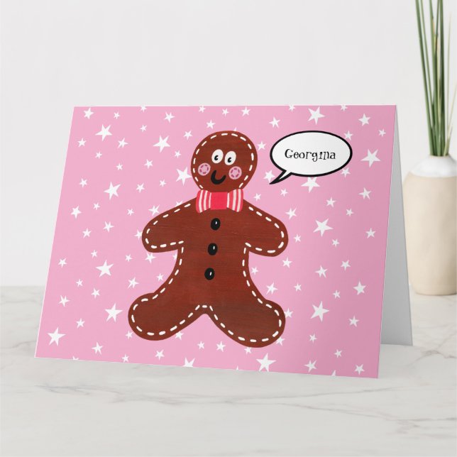 Personalised Gingerbread Man Christmas Card (Front)