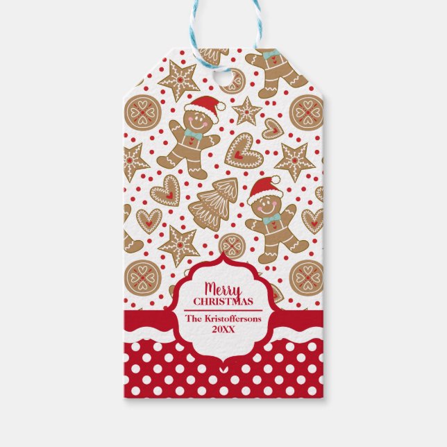Personalised Gingerbread Man Christmas Gift Tags (Front)