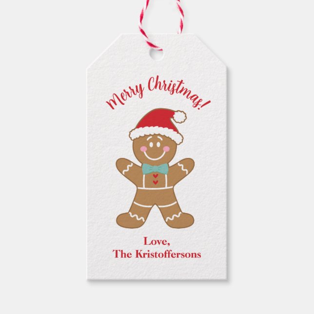 Personalised Gingerbread Man Christmas Gift Tags (Front)