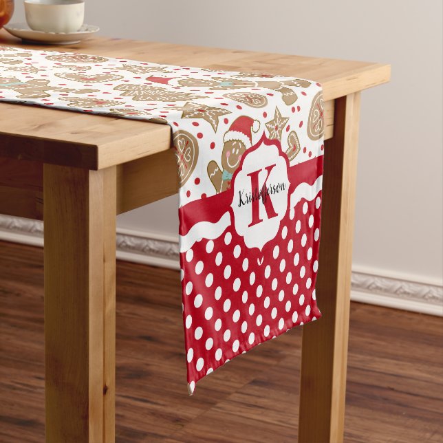 Personalised Gingerbread Man Christmas Short Table Runner (In Situ)