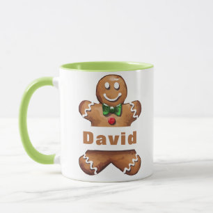 Personalised Gingerbread Man Custom Name Christmas Mug