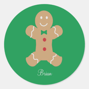 Personalised Gingerbread Man with Name Classic Round Sticker