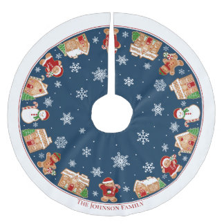 Personalised Gingerbread Village Brushed Polyester Tree Skirt