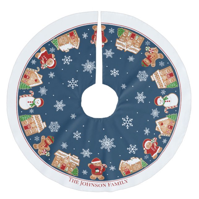 Personalised Gingerbread Village Brushed Polyester Tree Skirt (Front)