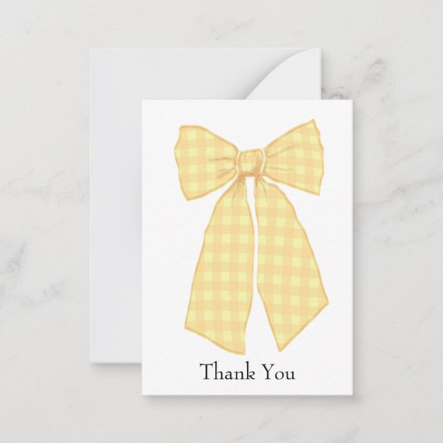 Personalised Gingham Coquette Bow Thank You Card (Front)