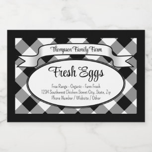 Personalised Gingham Farm Egg Carton Label