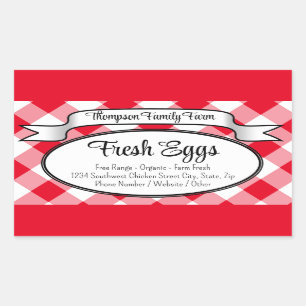 Personalised Gingham Farm Egg Carton Label