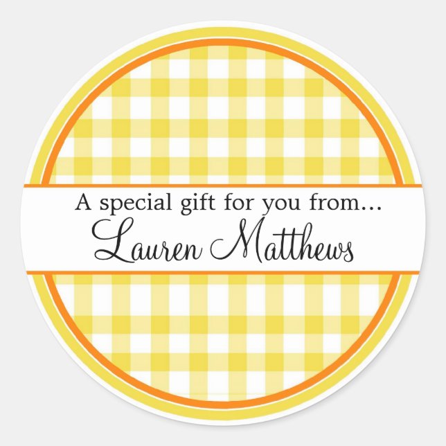 Personalised  Gingham Gift Stickers (Front)