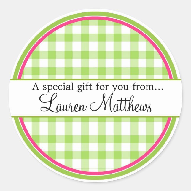 Personalised  Gingham Gift Stickers (Front)