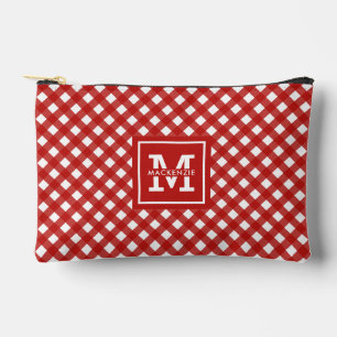 Personalised Gingham Plaid Pattern Accessory Pouch