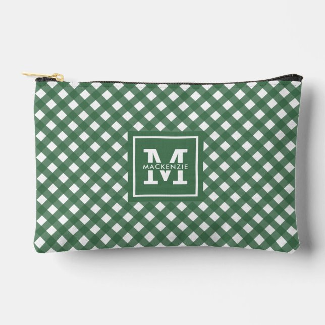 Personalised Gingham Plaid Pattern Accessory Pouch (Front)
