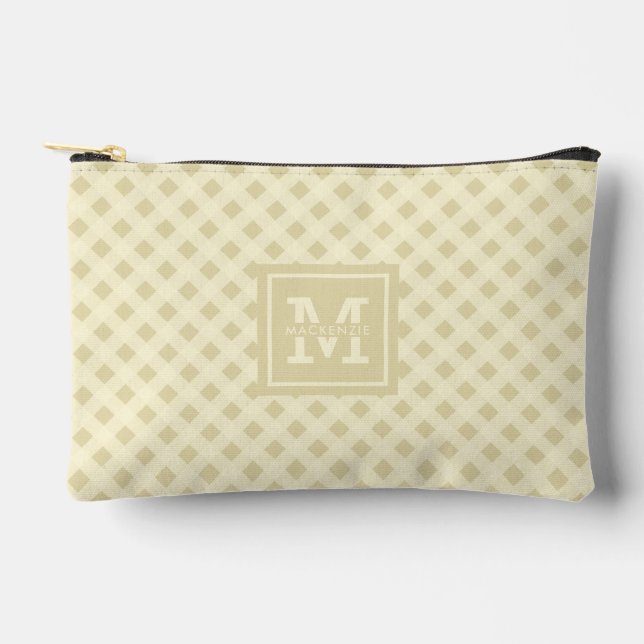 Personalised Gingham Plaid Pattern Accessory Pouch (Front)