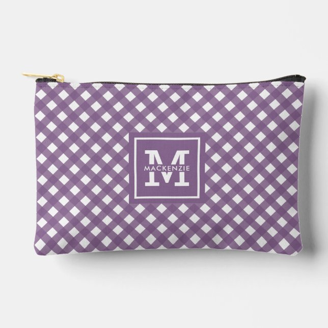 Personalised Gingham Plaid Pattern Accessory Pouch (Front)