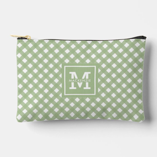 Personalised Gingham Plaid Pattern Accessory Pouch (Front)